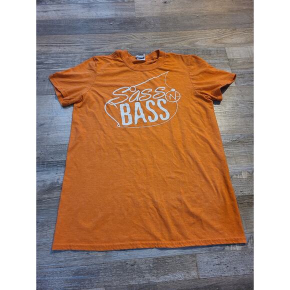 Gildan softstyle small women's orange Sass n Bass" tee - Picture 1 of 7